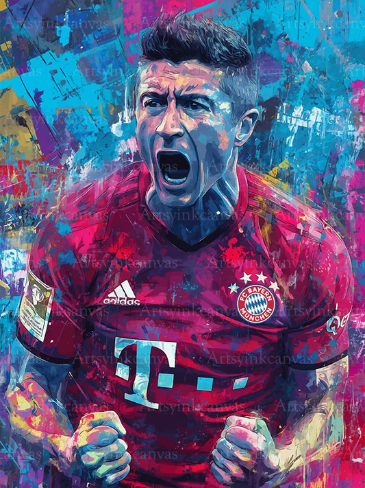 Robert Lewandowski football legend graffiti canvas wall art