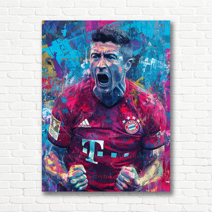 Robert Lewandowski soccer graffiti canvas print