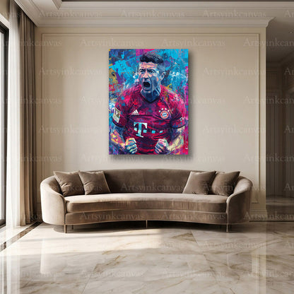 Robert Lewandowski striker urban wall decor