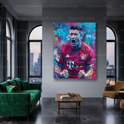 Robert Lewandowski soccer star graffiti artwork