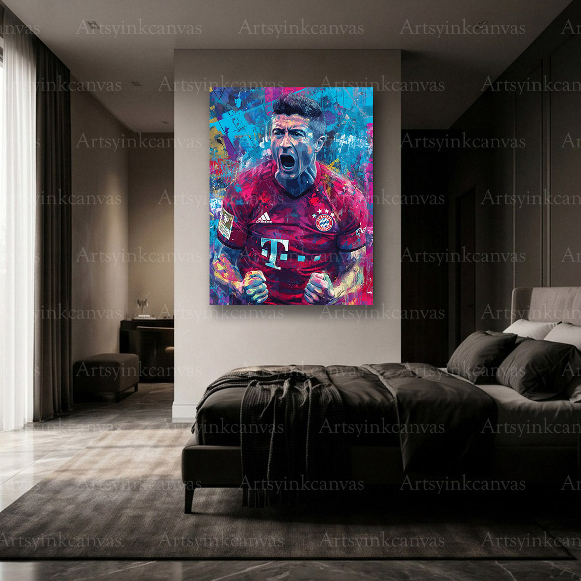 Premium Robert Lewandowski football canvas wall art
