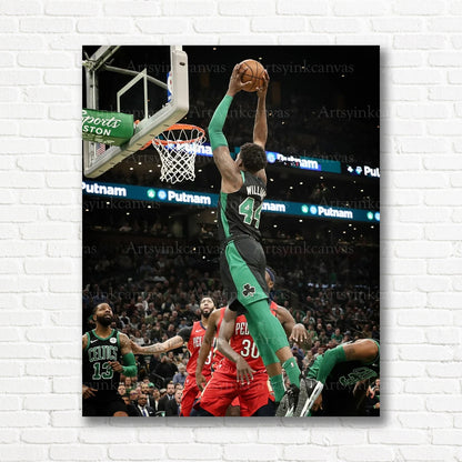 Robert Williams III Thunderous Dunk Canvas Wall Art | Boston Celtics NBA Action Print