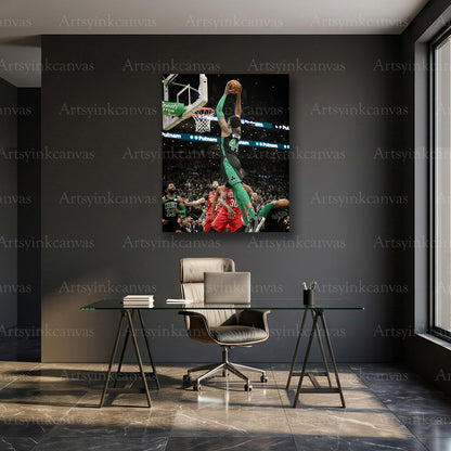 Robert Williams III Thunderous Dunk Canvas Wall Art | Boston Celtics NBA Action Print