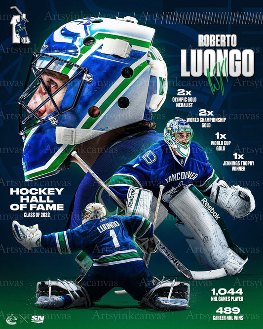 Roberto Luongo career stats HHOF canvas wall art
