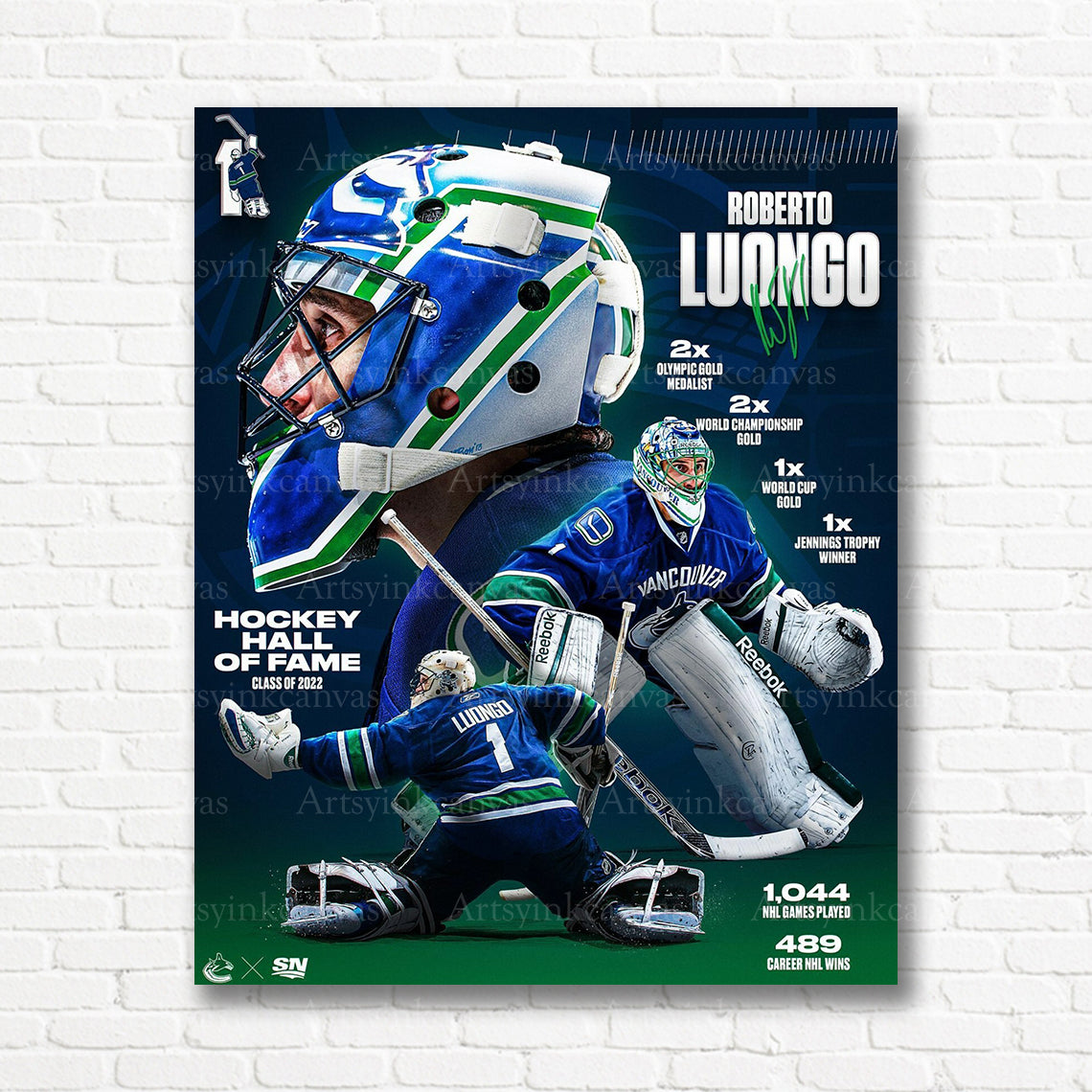 Roberto Luongo Hockey Hall of Fame career stats canvas