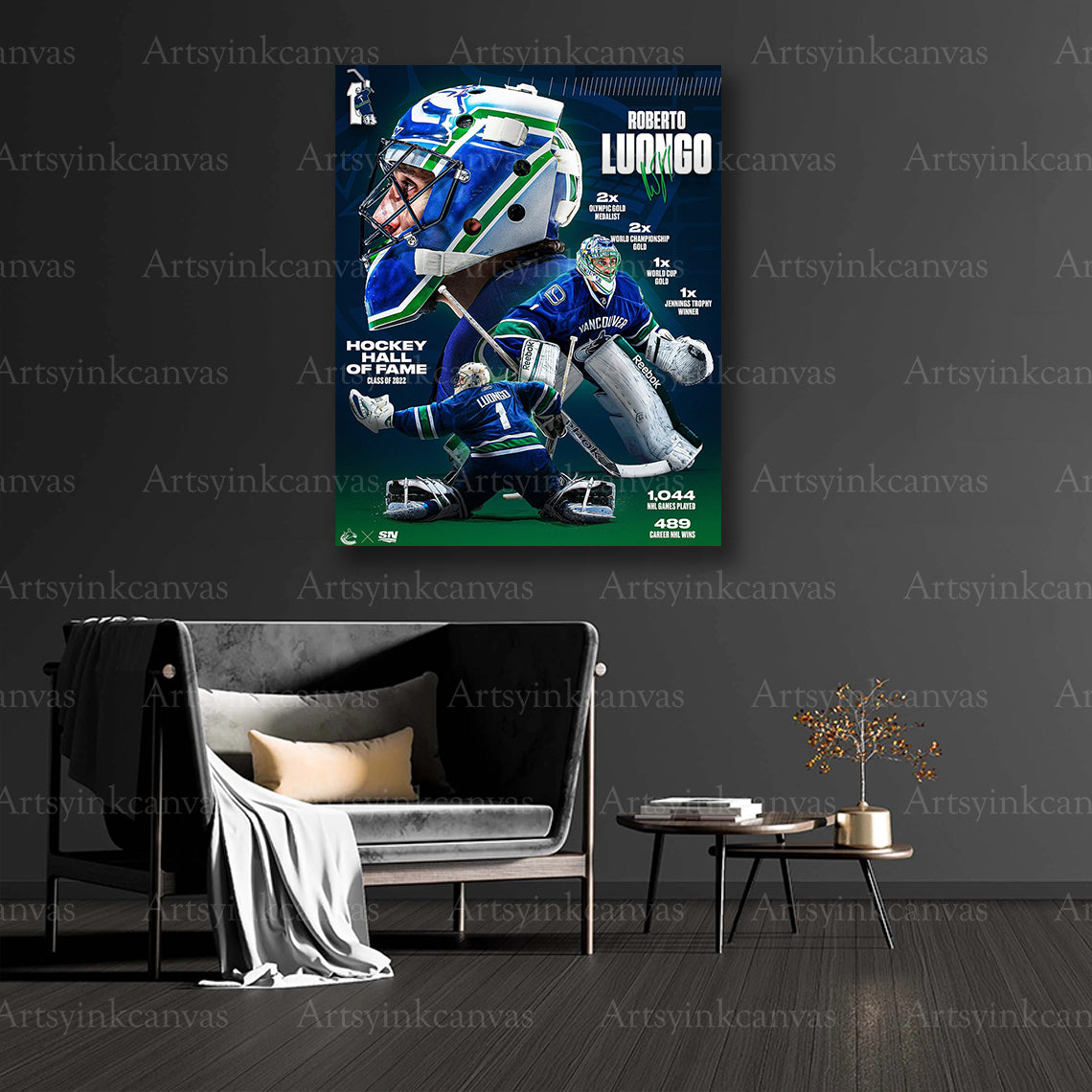 Roberto Luongo career achievements collector canvas art