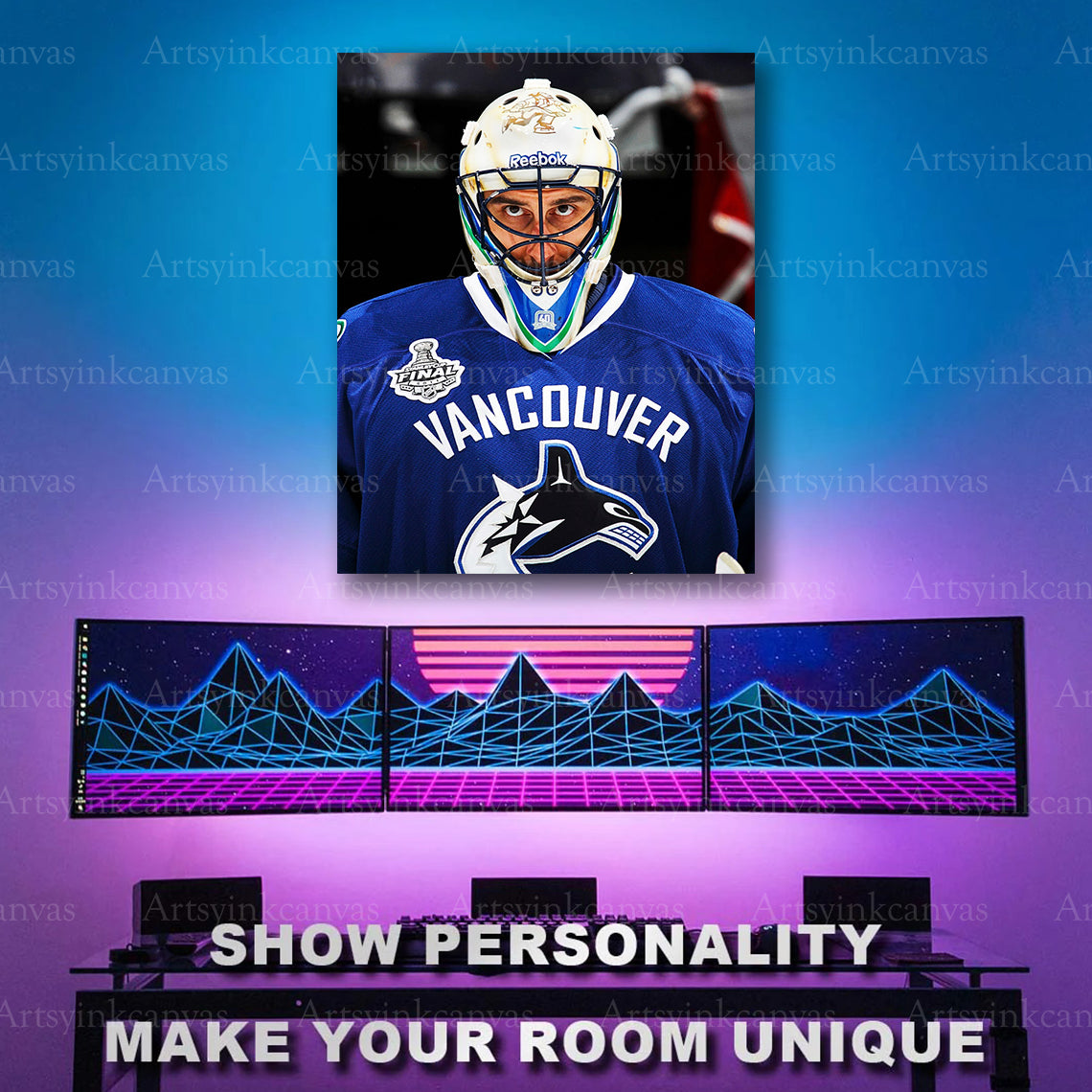 Roberto Luongo iconic stare hockey artwork