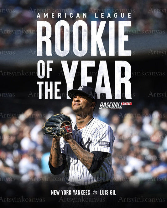 Rookie of the Year baseball canvas wall art