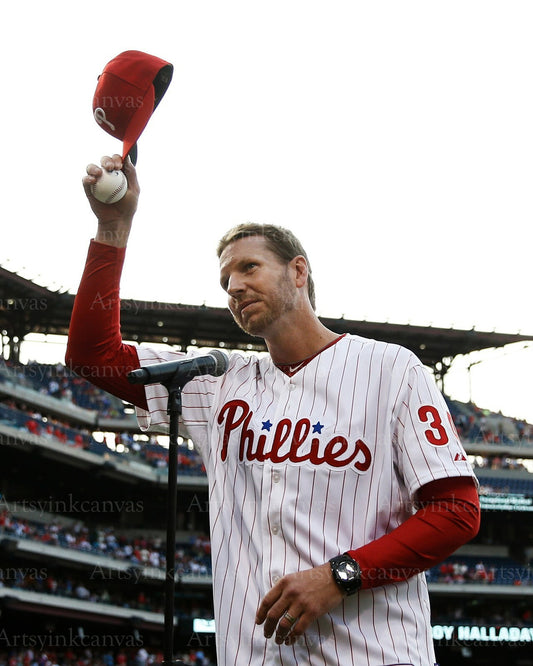 Roy Halladay salutes the crowd canvas wall art