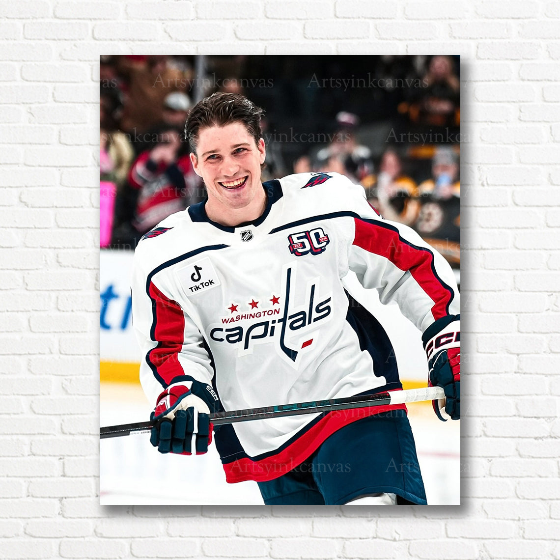 Ryan Leonard Washington Capitals debut warmup canvas print