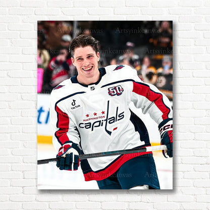 Ryan Leonard Washington Capitals debut warmup canvas print