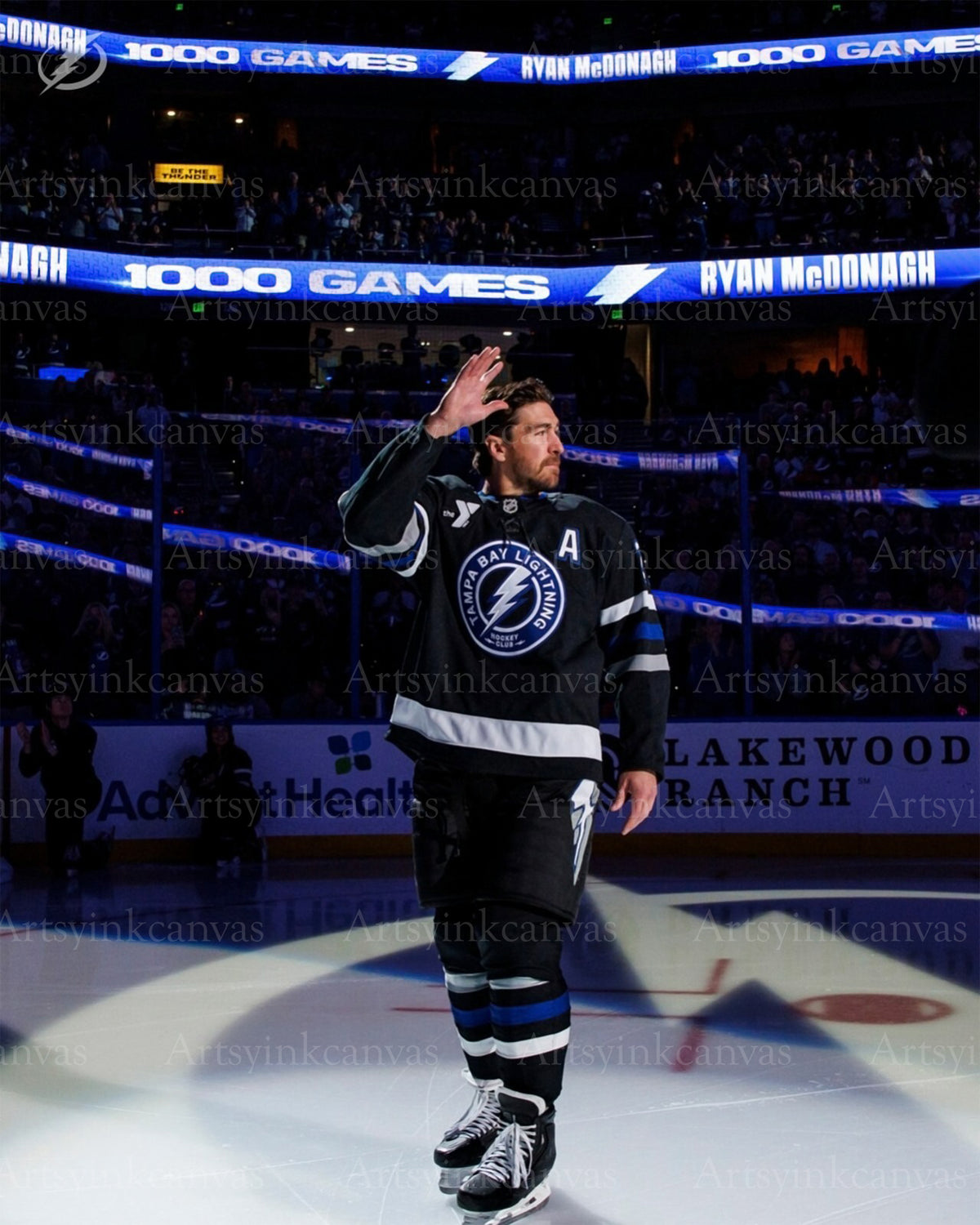 Ryan McDonagh 1000 games salute Tampa Bay Lightning canvas wall art