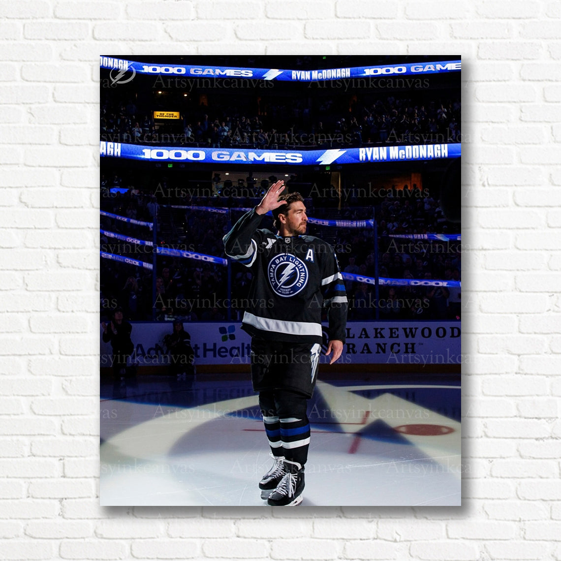 Ryan McDonagh 1000 NHL games Lightning canvas print
