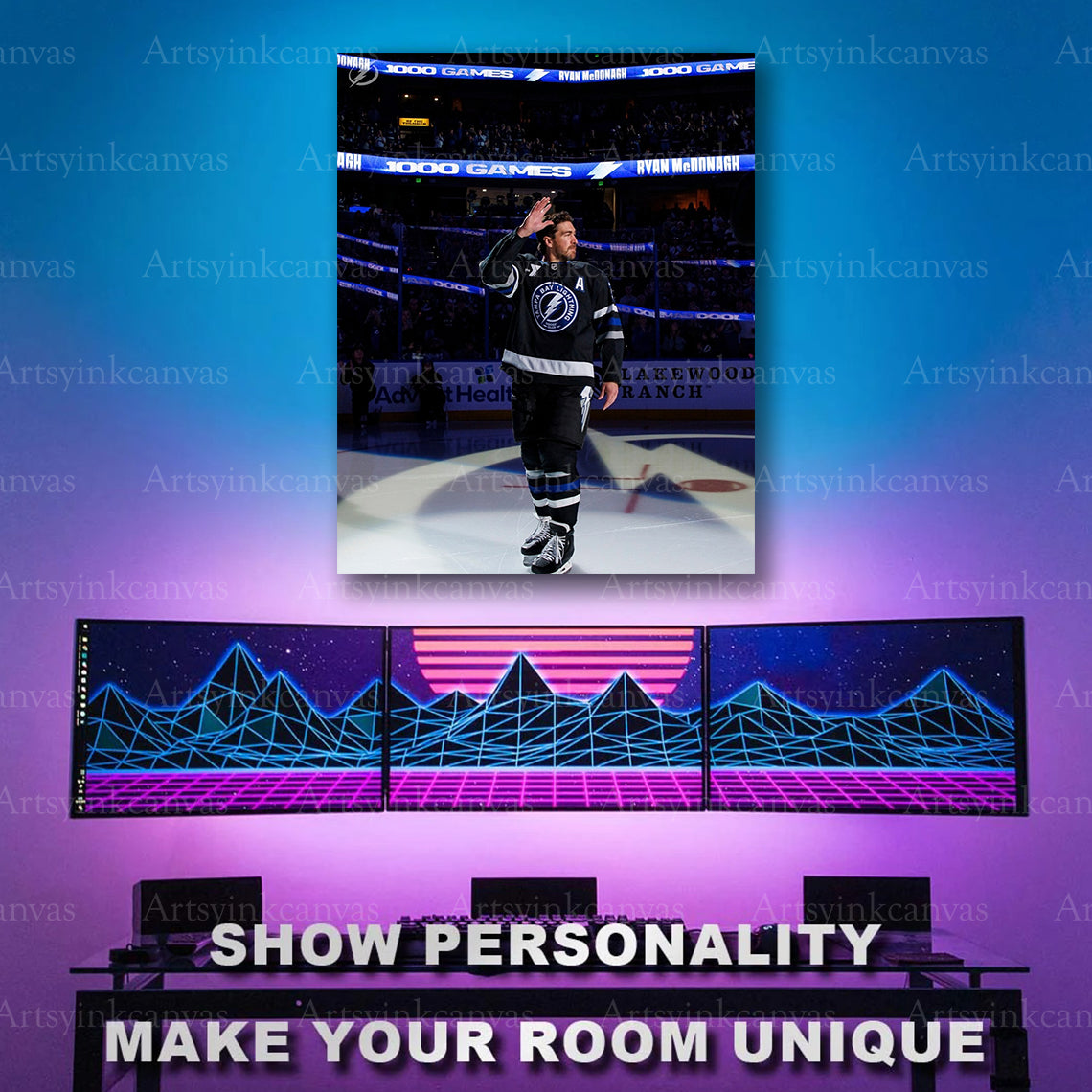 Ryan McDonagh 1000 game milestone hockey artwork