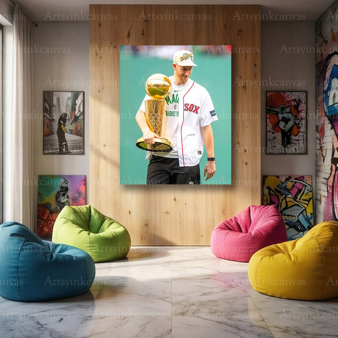 Sam Hauser 2024 NBA Finals Champion at Boston Red Sox Canvas Wall Art | Celtics Victory Celebration