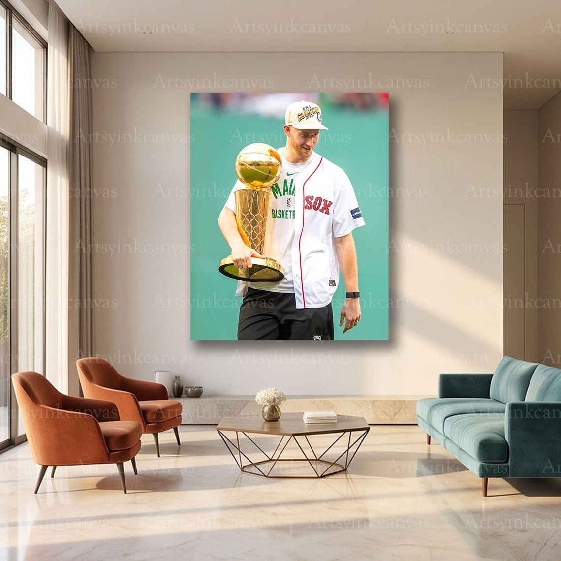 Sam Hauser 2024 NBA Finals Champion at Boston Red Sox Canvas Wall Art | Celtics Victory Celebration
