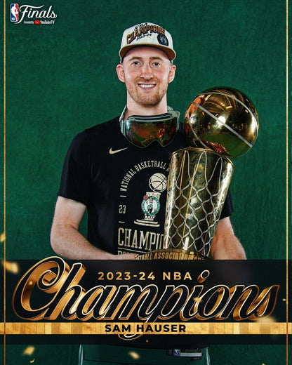 Sam Hauser championship trophy Boston Celtics canvas wall art