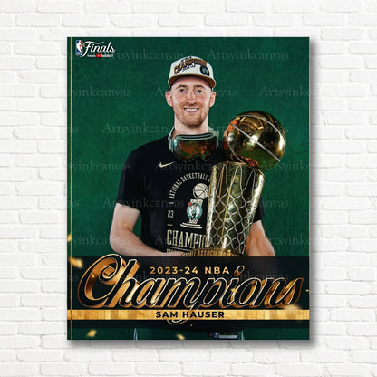 Sam Hauser Championship Trophy Canvas Wall Art | Boston Celtics NBA Champions Decor