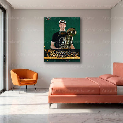 Sam Hauser Championship Trophy Canvas Wall Art | Boston Celtics NBA Champions Decor