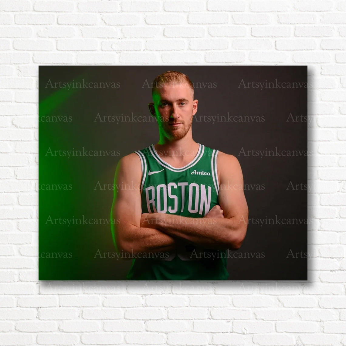 Sam Hauser Media Day Shoot Canvas Wall Art | Boston Celtics NBA Portrait Print