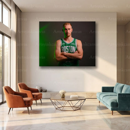 Sam Hauser Media Day Shoot Canvas Wall Art | Boston Celtics NBA Portrait Print