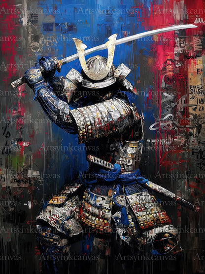 Samurai warrior Japanese art canvas wall art