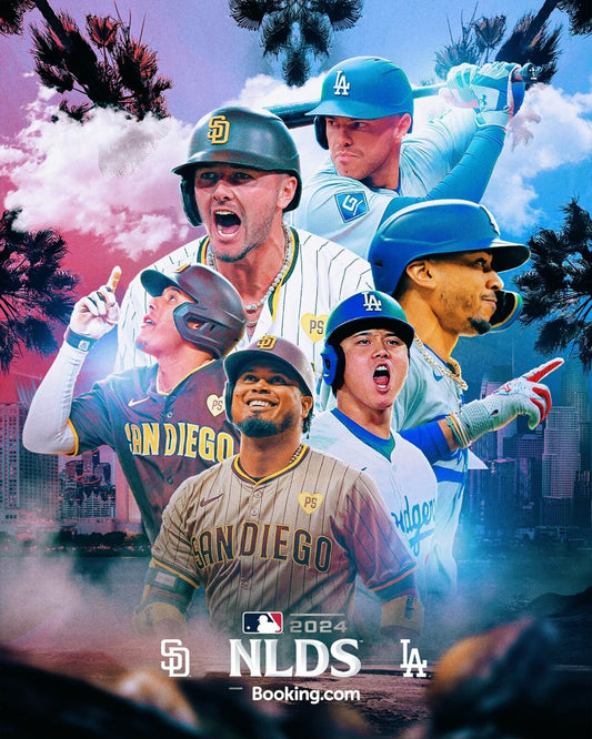 San Diego Padres vs Los Angeles Dodgers 2024 NLDS collage canvas wall art