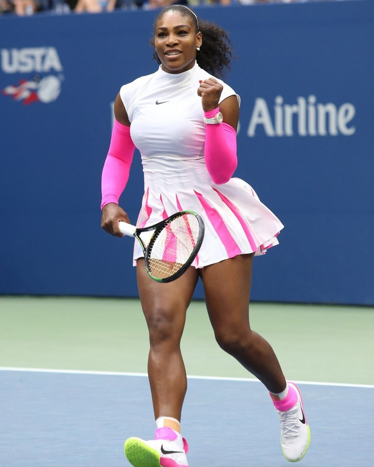 Serena Williams powerful baseline rally canvas wall art