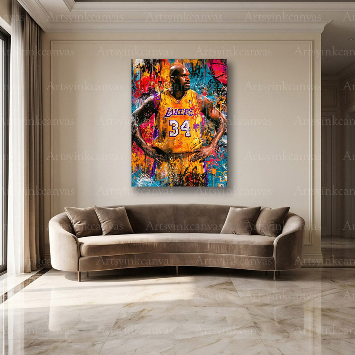 Shaquille O'Neal NBA graffiti wall decor