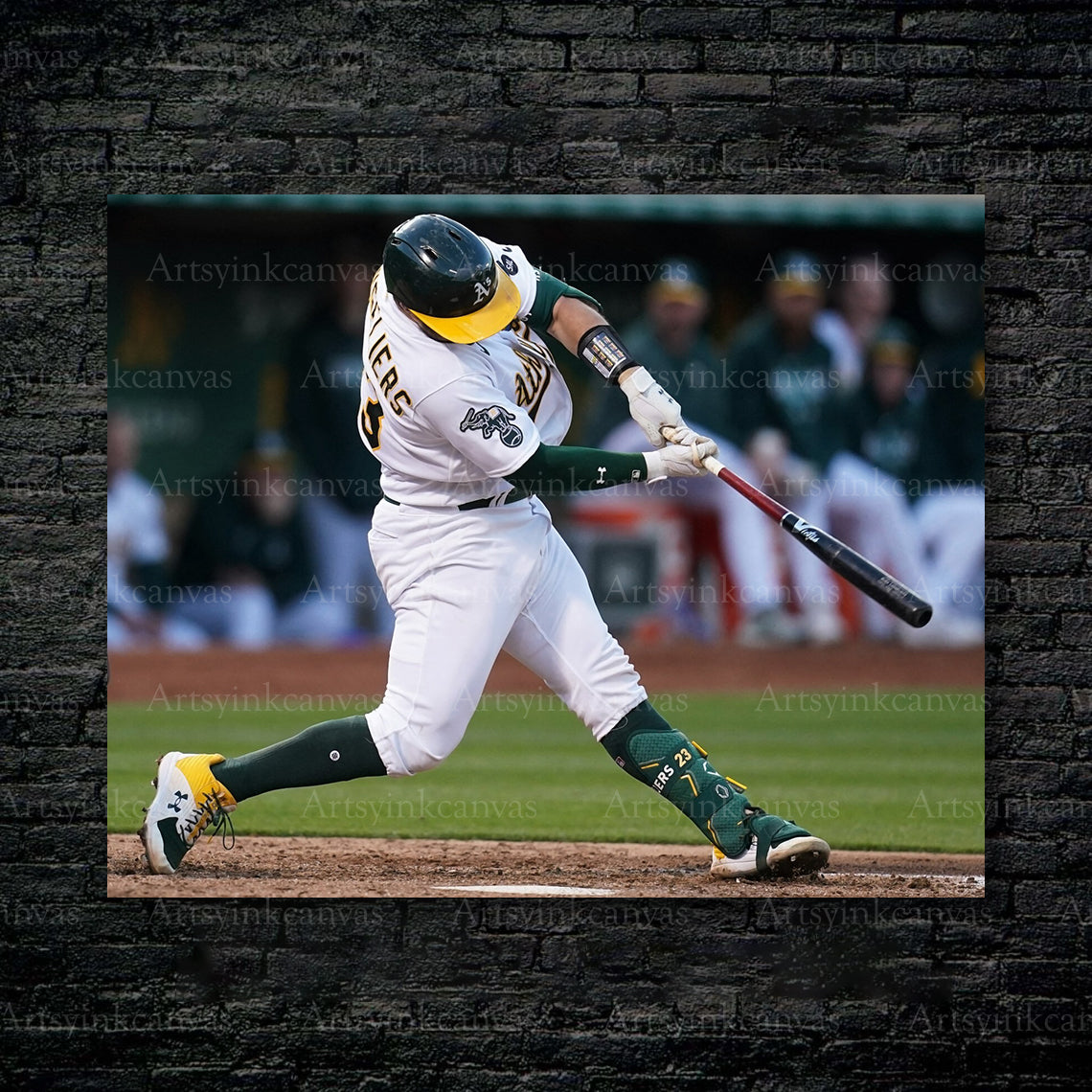 Shea Langeliers Swinging Action Oakland Athletics Canvas Wall Art