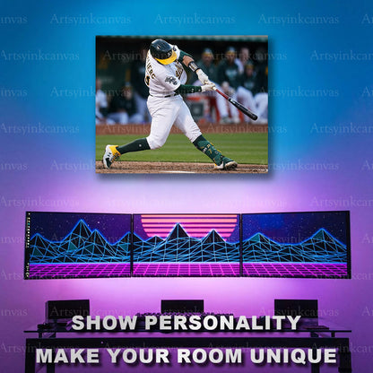 Shea Langeliers Swinging Action Oakland Athletics Canvas Wall Art