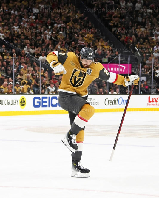 Shea Theodore goal celebration Vegas Golden Knights canvas wall art