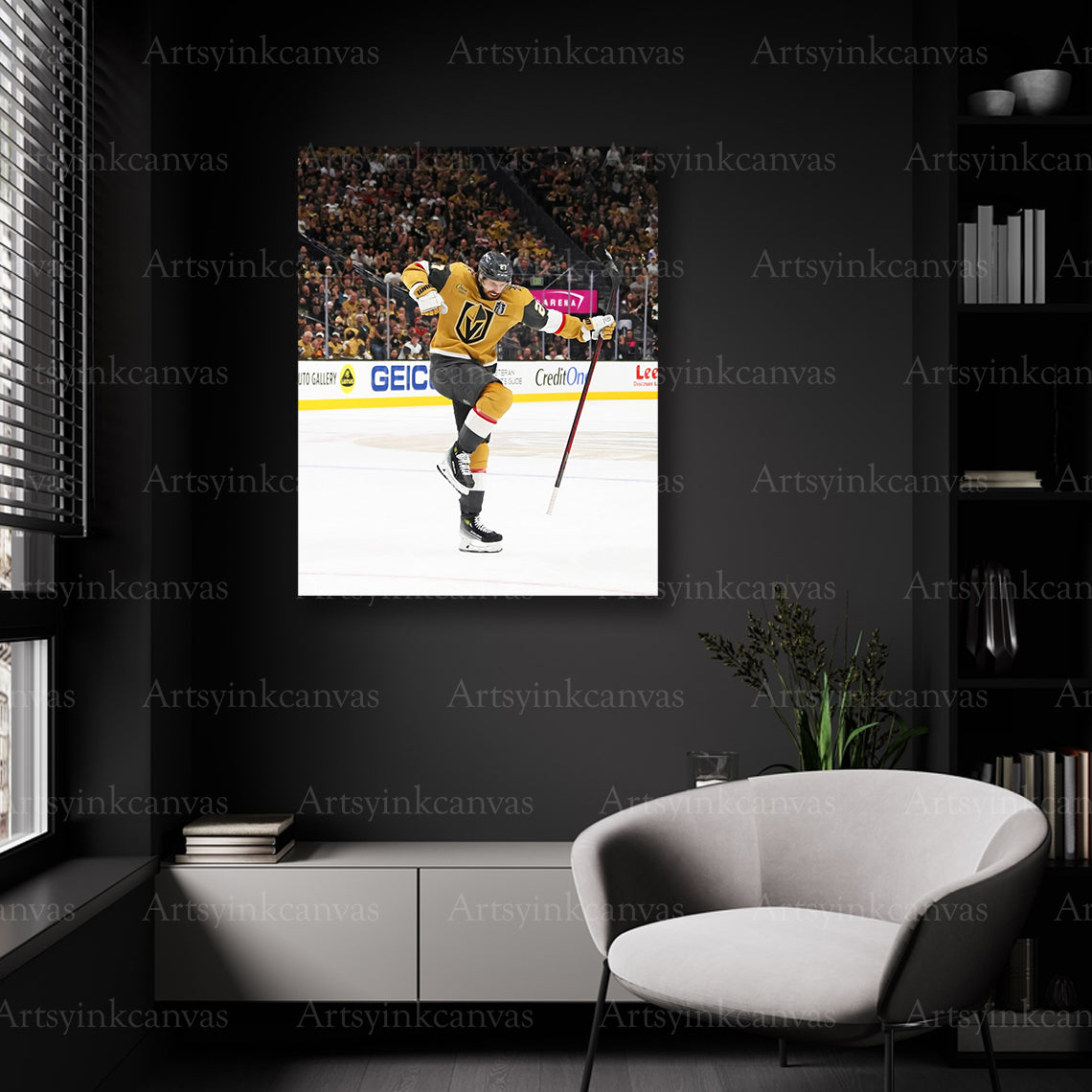 Shea Theodore scoring celebration wall decor
