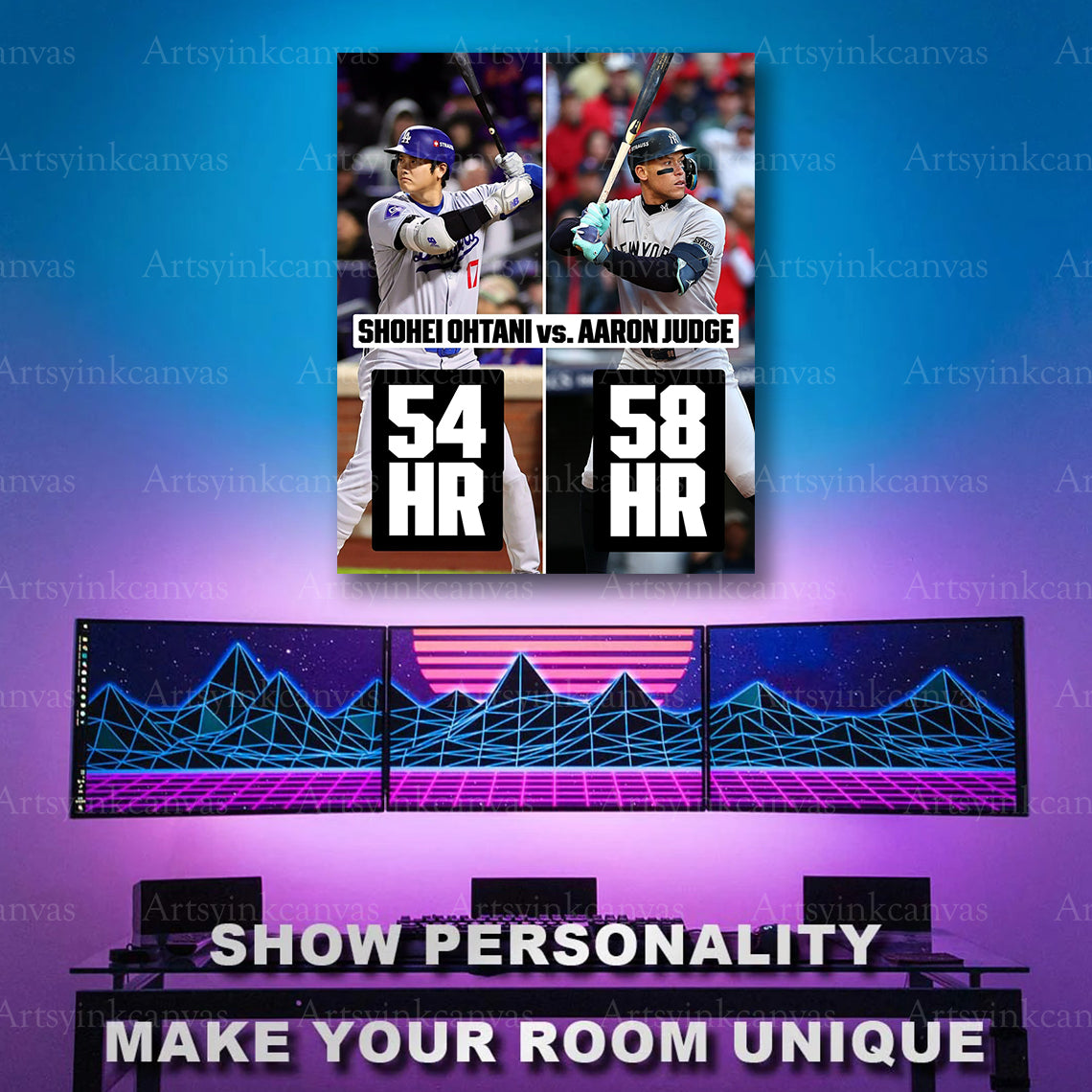 Ohtani vs Judge baseball rivalry artwork