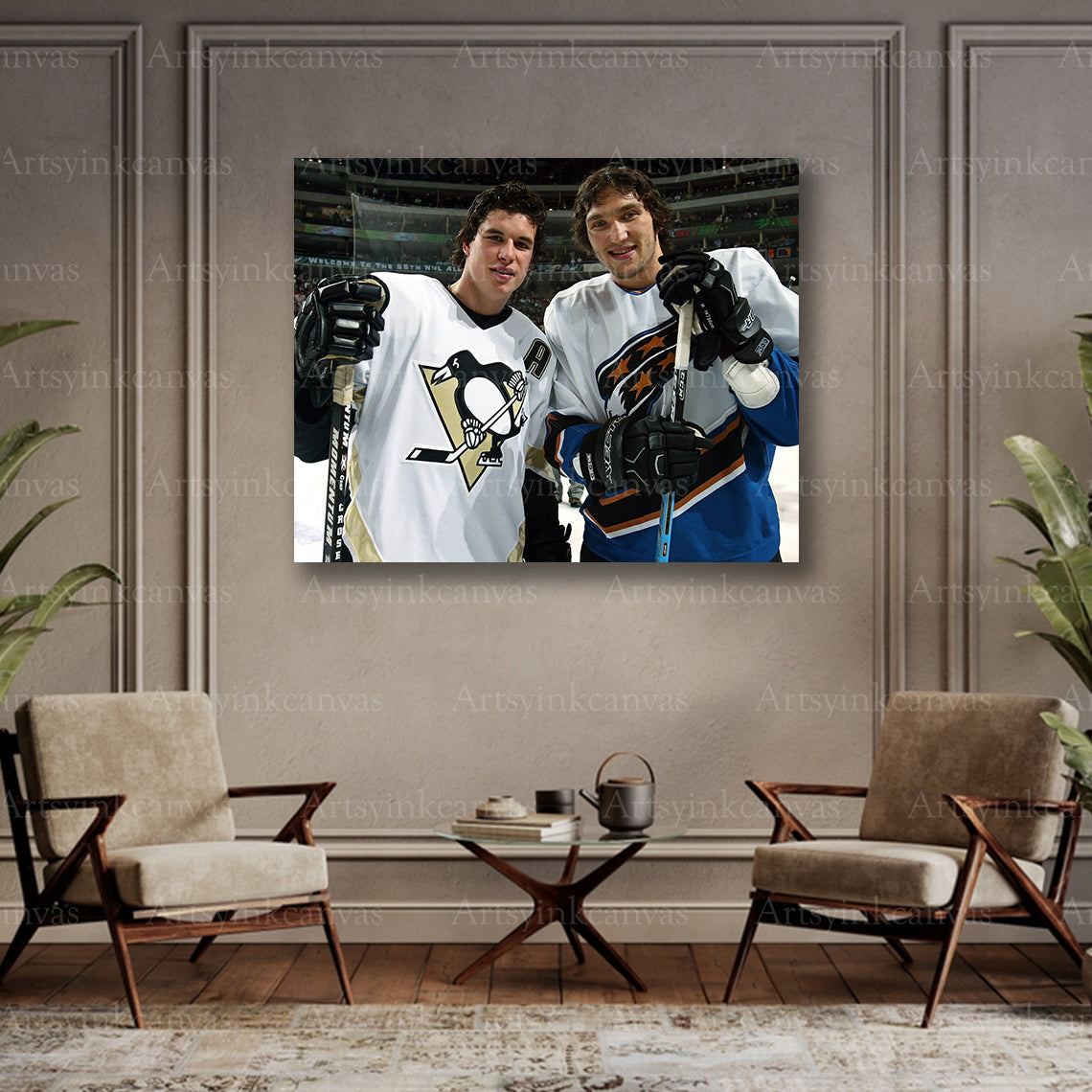 Crosby Ovechkin collector hockey canvas art