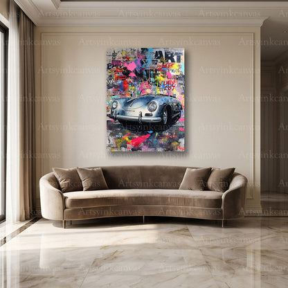 Silver Porsche 356 Speedster urban wall art
