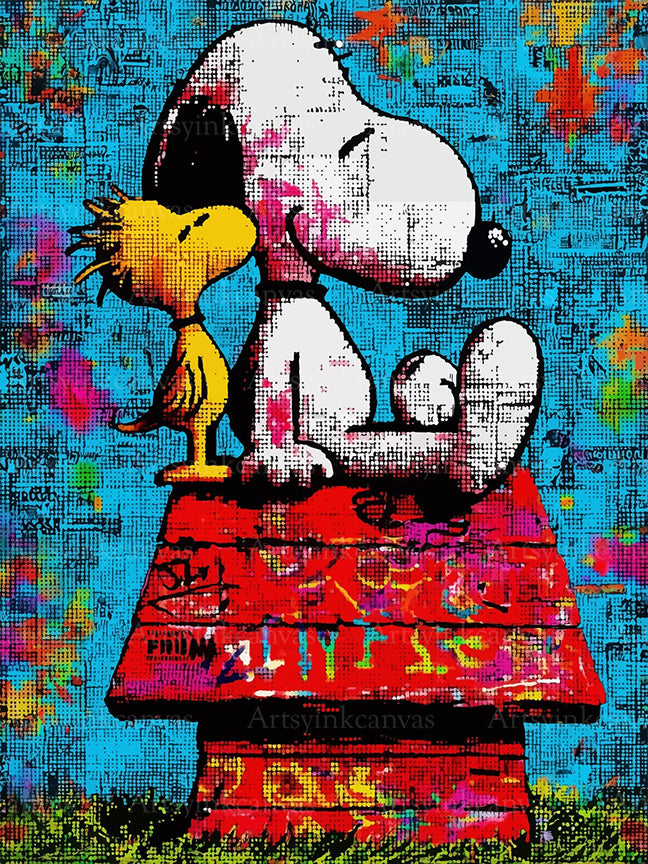 Snoopy and Woodstock canvas wall art