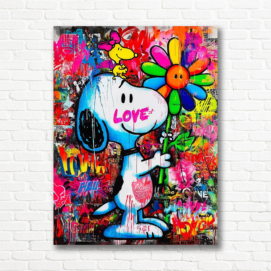 Snoopy and Woodstock graffiti wall decor