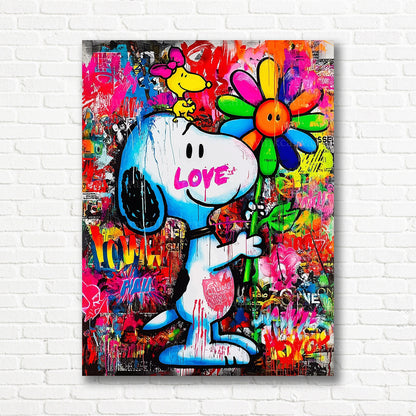 Snoopy and Woodstock graffiti wall decor