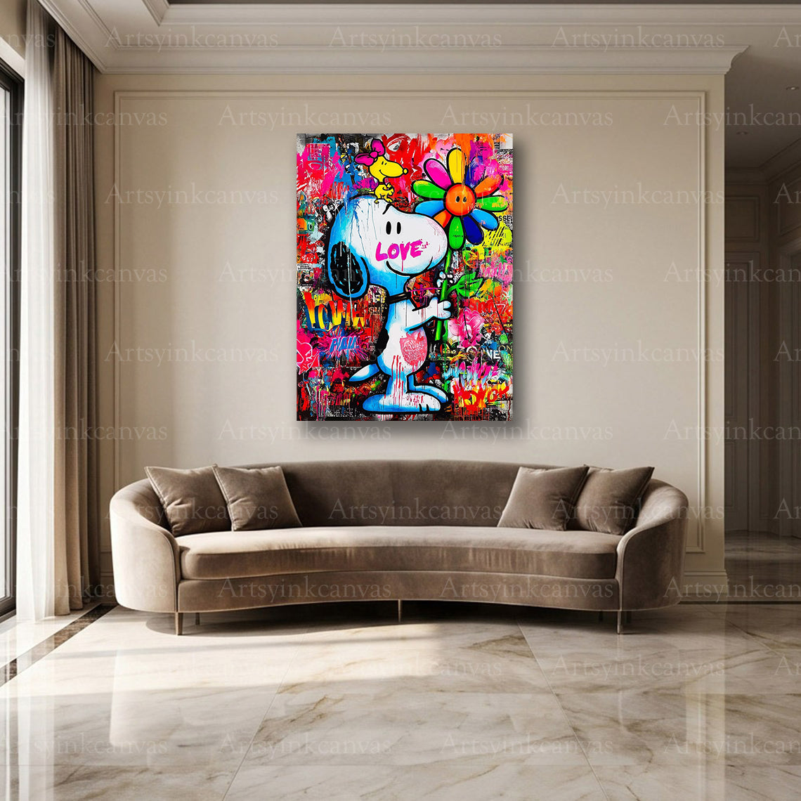 Snoopy Woodstock character street art canvas