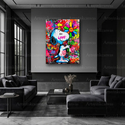 Colorful Snoopy and Woodstock graffiti artwork
