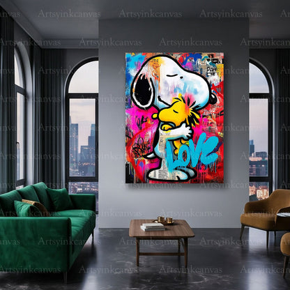 Colorful character graffiti canvas wall decor