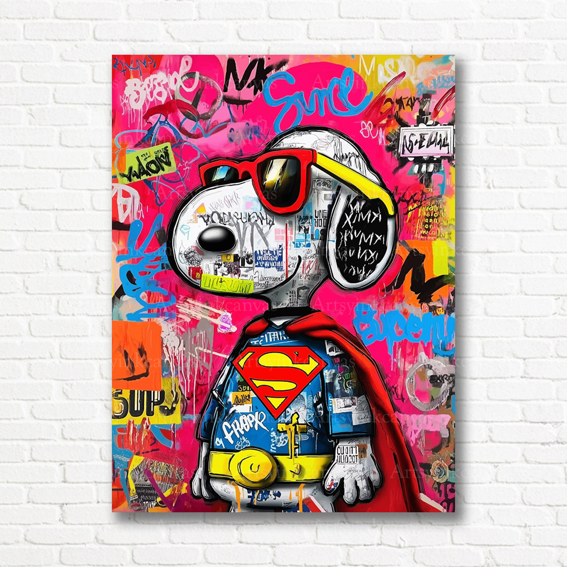 Snoopy Superman inspired graffiti wall decor