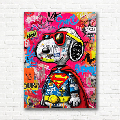Snoopy Superman inspired graffiti wall decor