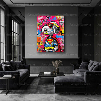 Snoopy as Superman character graffiti artwork
