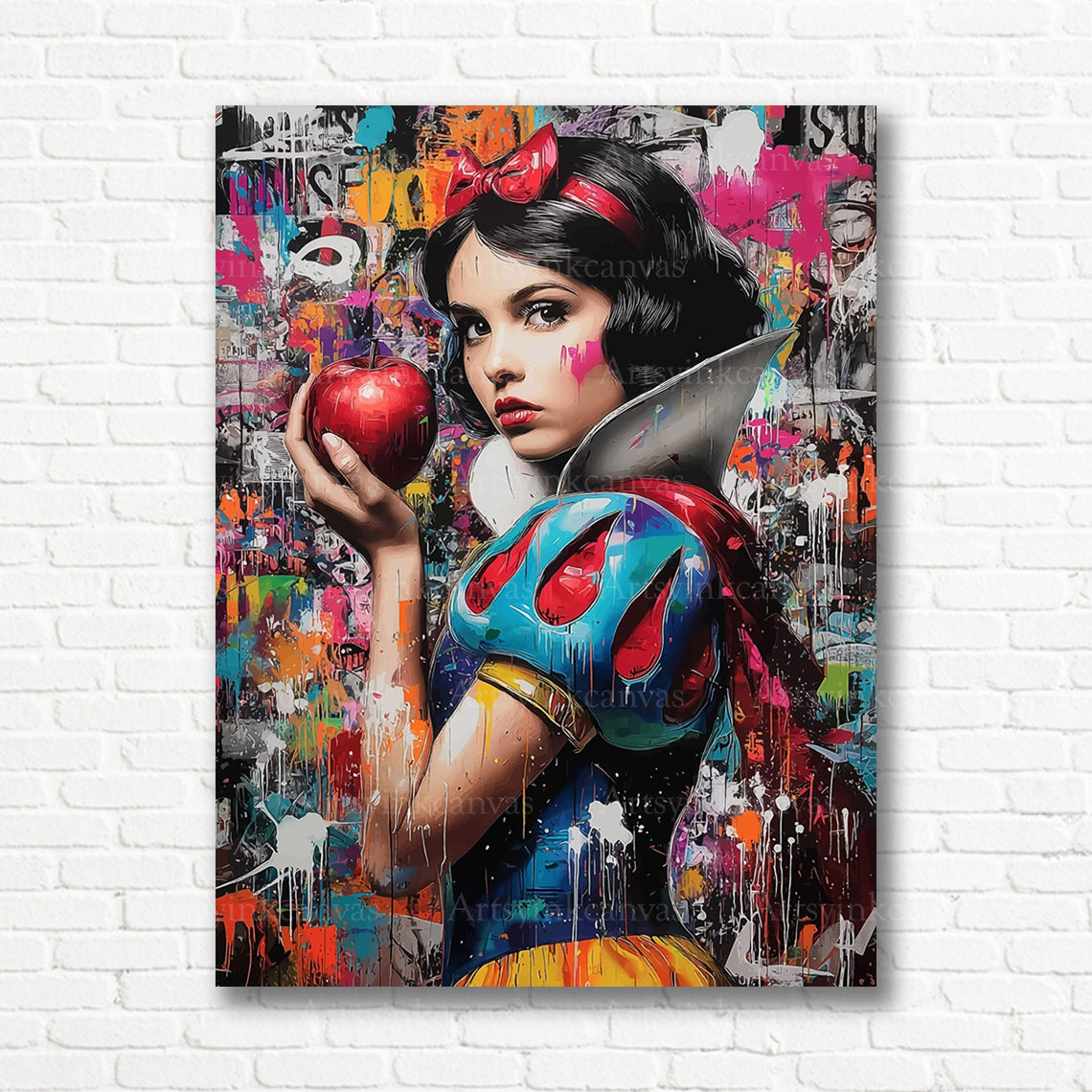Snow White inspired graffiti wall decor