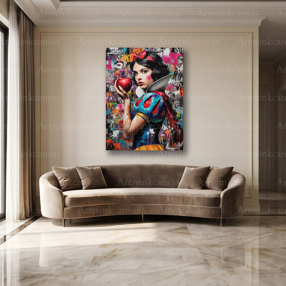 Snow White colorful street art canvas