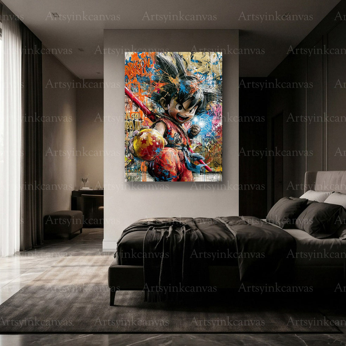 Premium Son Goku graffiti wall art