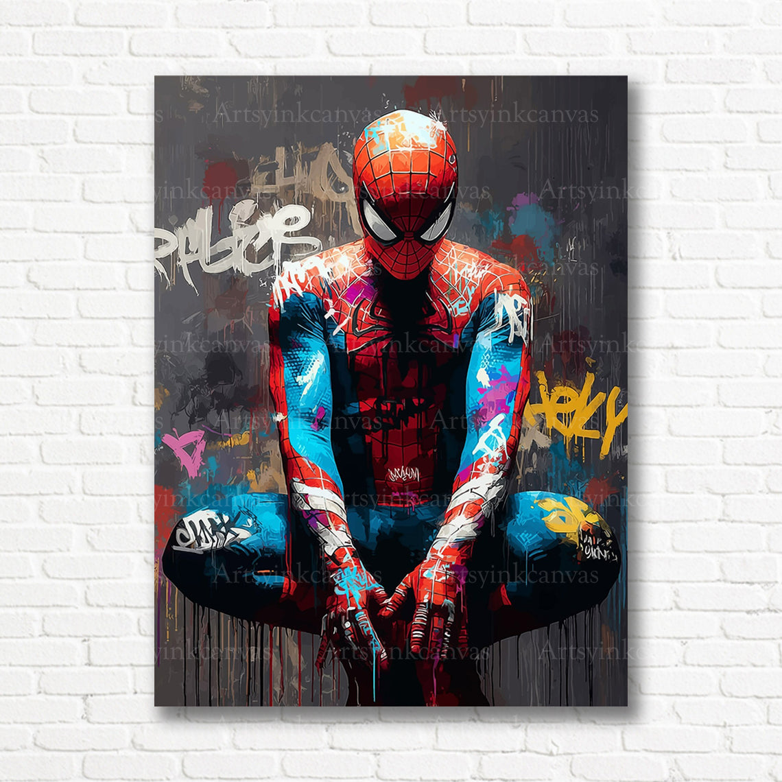 Spider-Man Marvel action hero graffiti canvas print