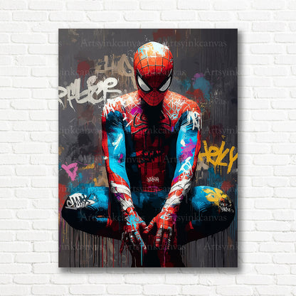 Spider-Man Marvel action hero graffiti canvas print